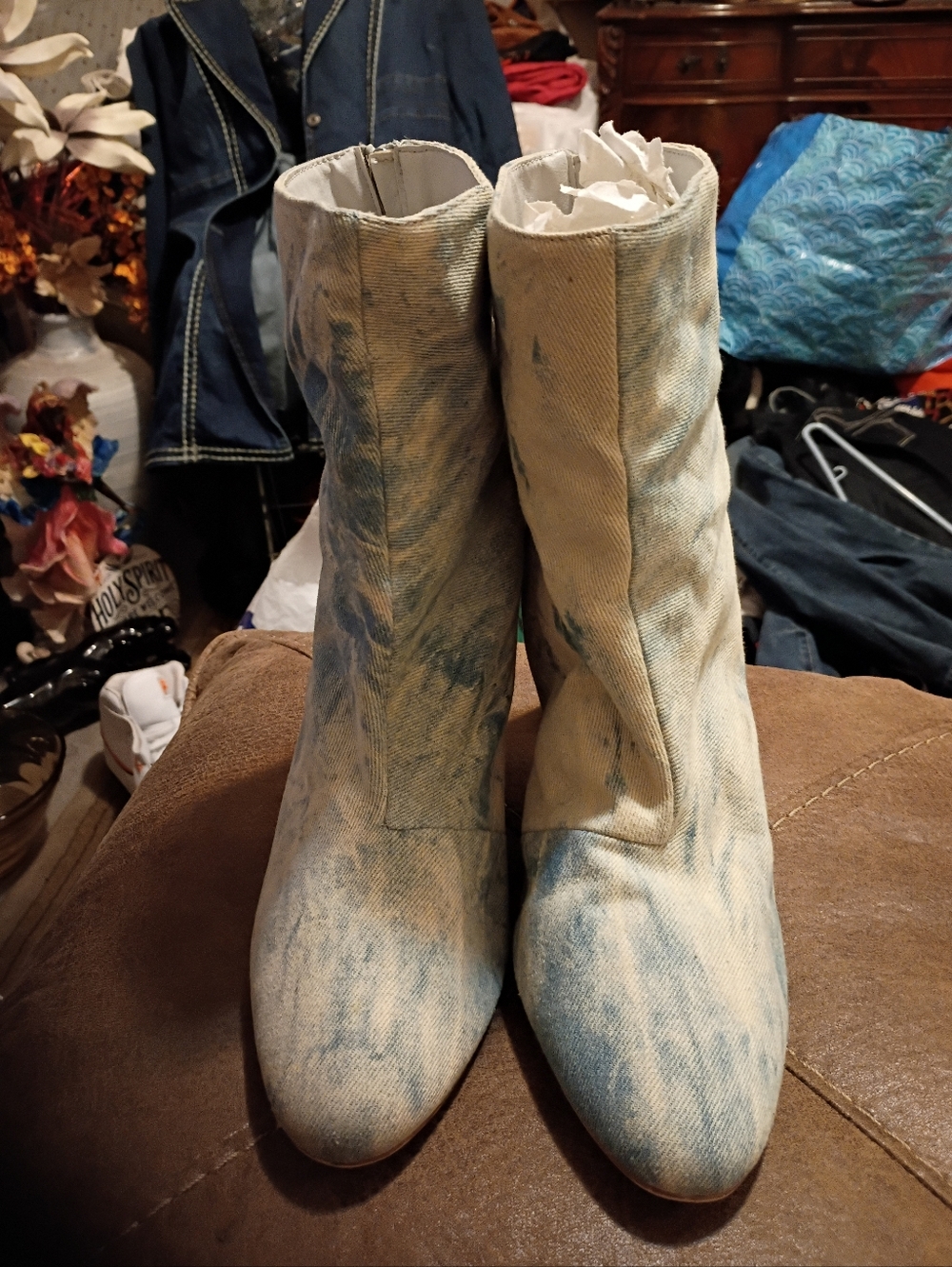 Women’s Blue Tie-Dye Ankle Boots